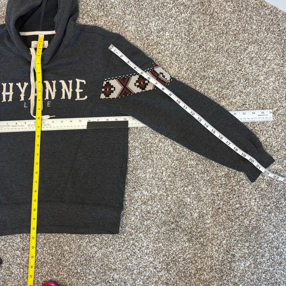 Shyanne Life Western Hoodie Small Gray Aztec Sleeve Pullover Cowgirl Sweatshirt - Picture 8 of 8